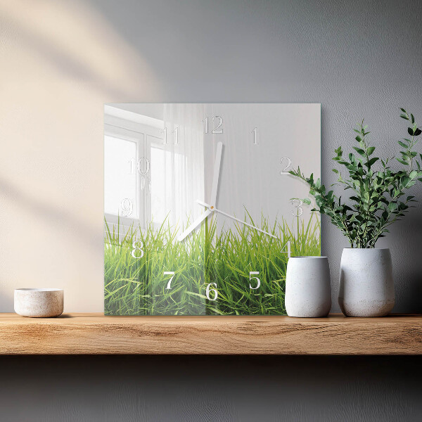 Szögletes fali üvegóra Fű