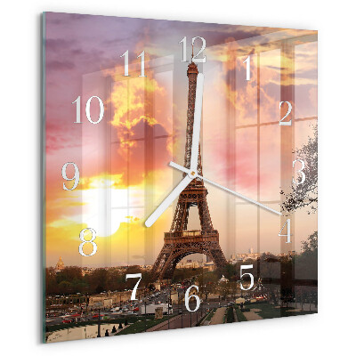 Szögletes fali üvegóra Eiffel-torony Párizs