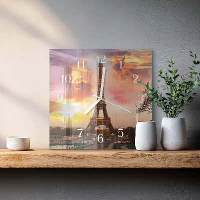 Szögletes fali üvegóra Eiffel-torony Párizs