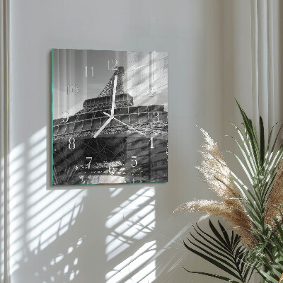 Szögletes fali üvegóra Eiffel-torony Párizs