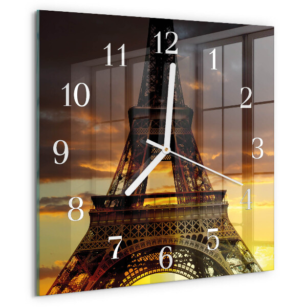 Szögletes fali üvegóra Eiffel-torony Párizs