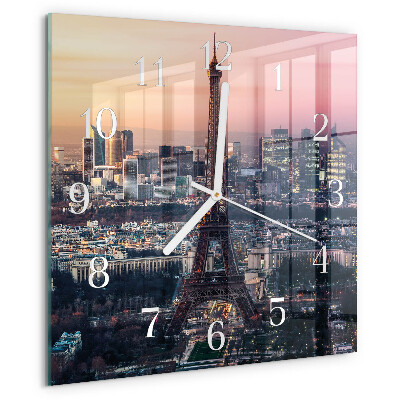 Szögletes fali üvegóra Eiffel-torony Párizs