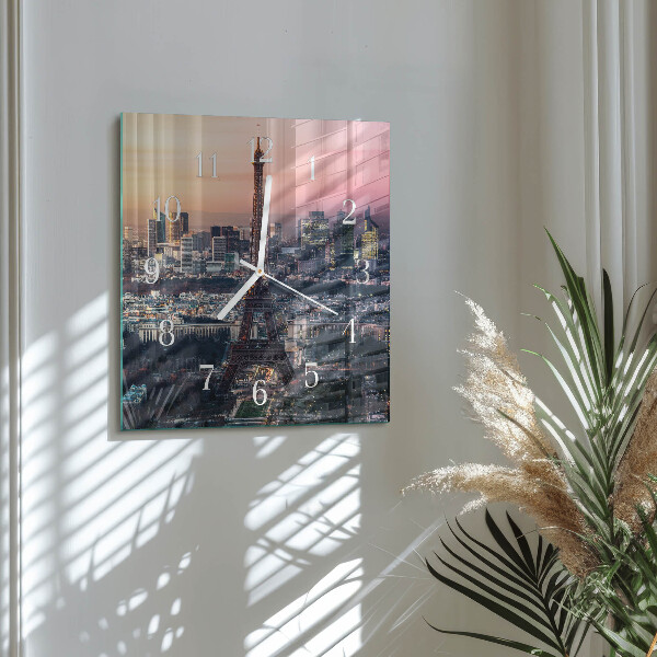 Szögletes fali üvegóra Eiffel-torony Párizs