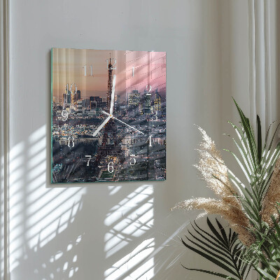 Szögletes fali üvegóra Eiffel-torony Párizs