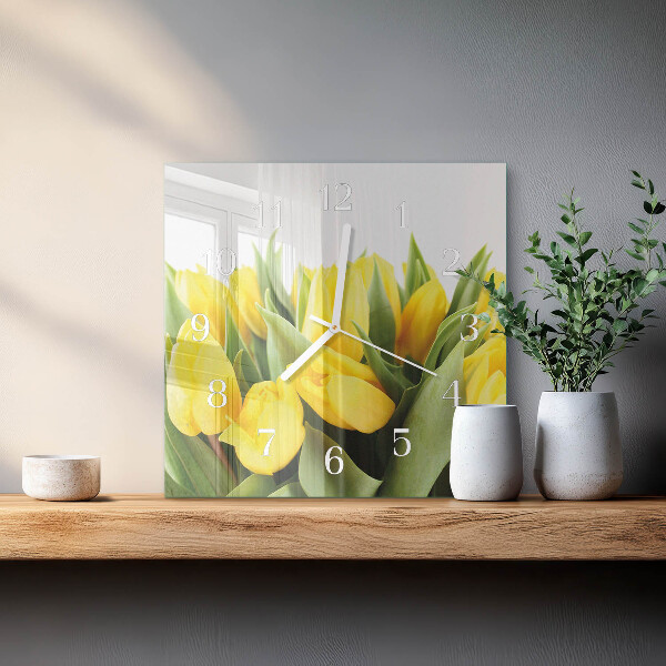 Szögletes fali üvegóra Tulipán virágok