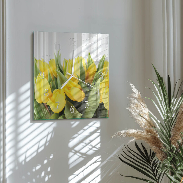 Szögletes fali üvegóra Tulipán virágok