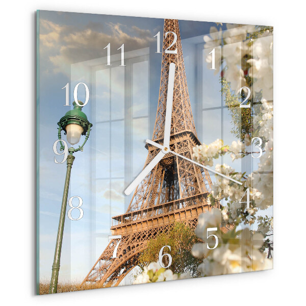 Szögletes fali üvegóra Eiffel-torony Párizs