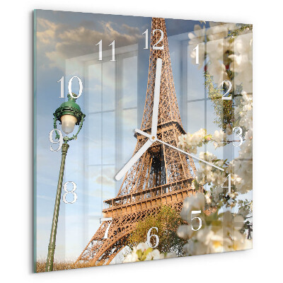 Szögletes fali üvegóra Eiffel-torony Párizs