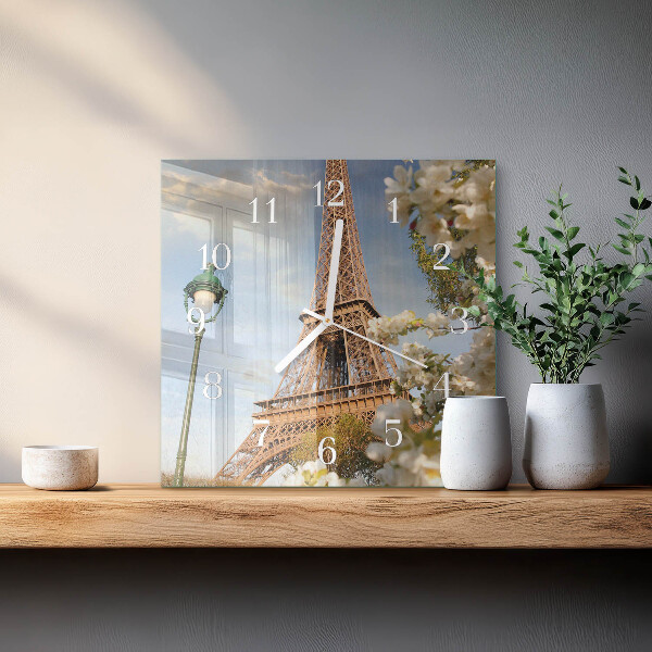 Szögletes fali üvegóra Eiffel-torony Párizs