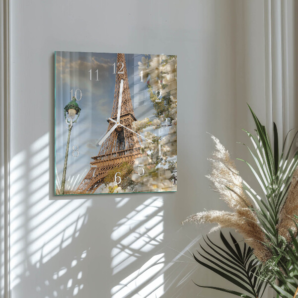 Szögletes fali üvegóra Eiffel-torony Párizs