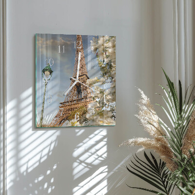 Szögletes fali üvegóra Eiffel-torony Párizs