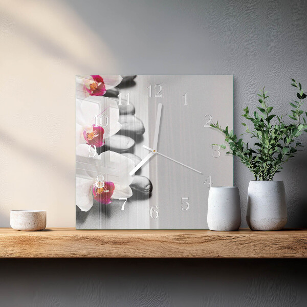 Szögletes fali üvegóra Orchidea kövek