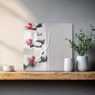 Szögletes fali üvegóra Orchidea kövek