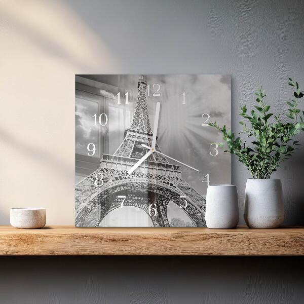 Szögletes fali üvegóra Eiffel-torony Párizs