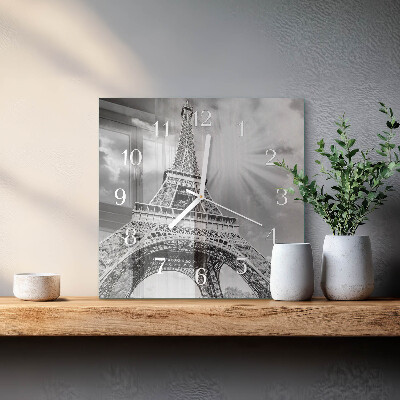 Szögletes fali üvegóra Eiffel-torony Párizs