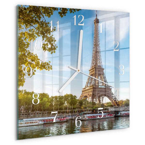 Szögletes fali üvegóra Eiffel-torony Párizs