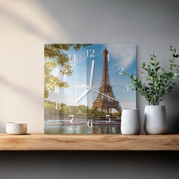 Szögletes fali üvegóra Eiffel-torony Párizs