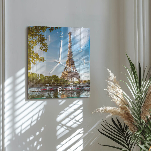 Szögletes fali üvegóra Eiffel-torony Párizs