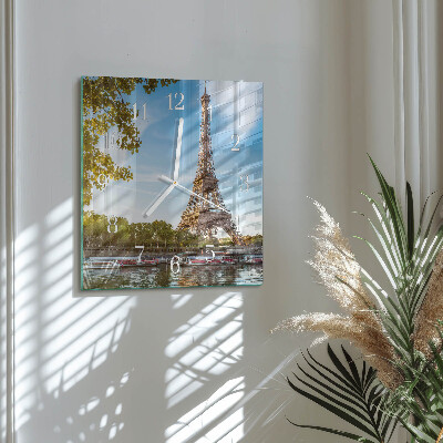 Szögletes fali üvegóra Eiffel-torony Párizs