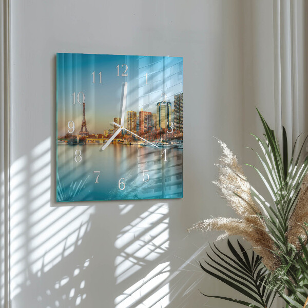 Szögletes fali üvegóra Eiffel-torony Párizs