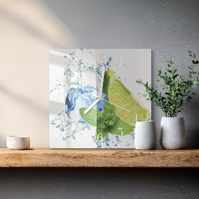 Szögletes fali üvegóra Lime és menta