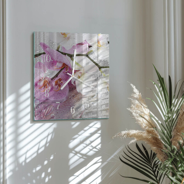 Szögletes fali üvegóra Orchidea