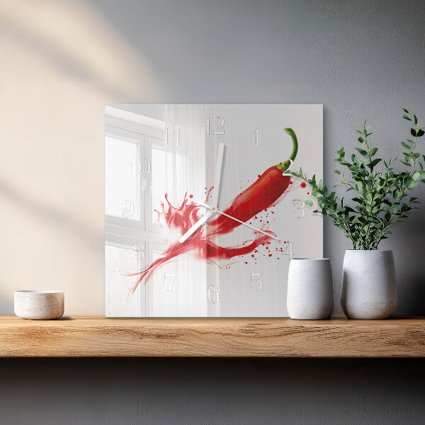 Szögletes fali üvegóra Chili paprika