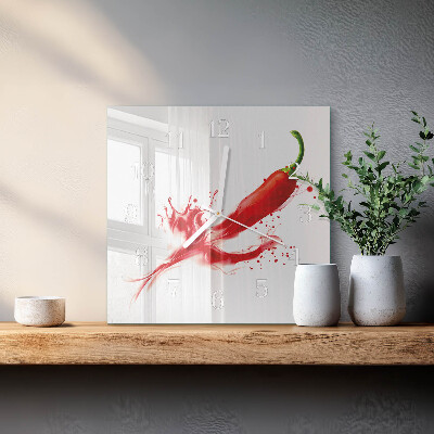 Szögletes fali üvegóra Chili paprika