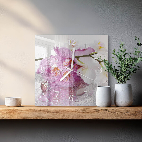 Szögletes fali üvegóra Orchidea