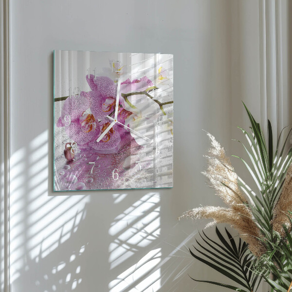 Szögletes fali üvegóra Orchidea