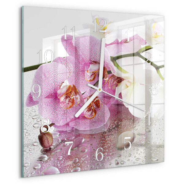 Szögletes fali üvegóra Orchidea