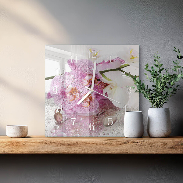 Szögletes fali üvegóra Orchidea
