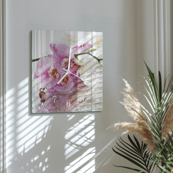 Szögletes fali üvegóra Orchidea