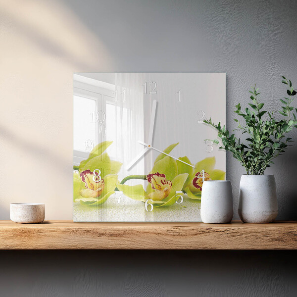 Szögletes fali üvegóra Orchidea