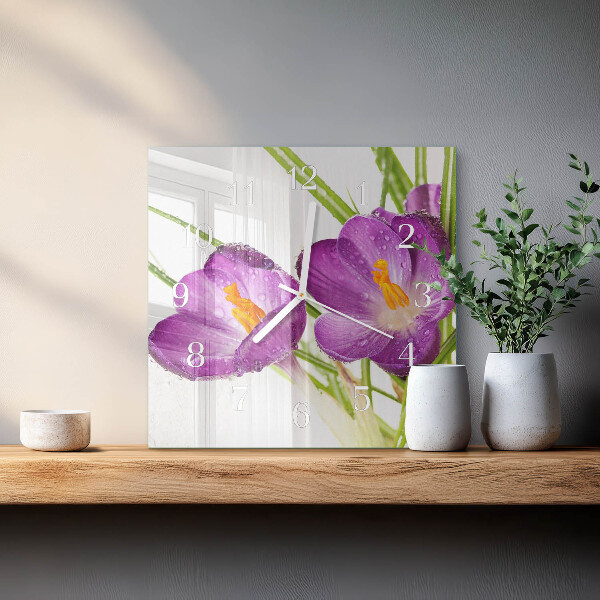 Szögletes fali üvegóra Krókuszok