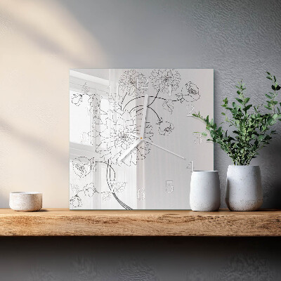 Szögletes fali üvegóra Virágok