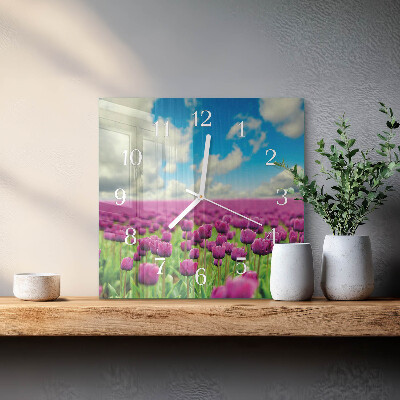 Szögletes fali üvegóra Tulipánok
