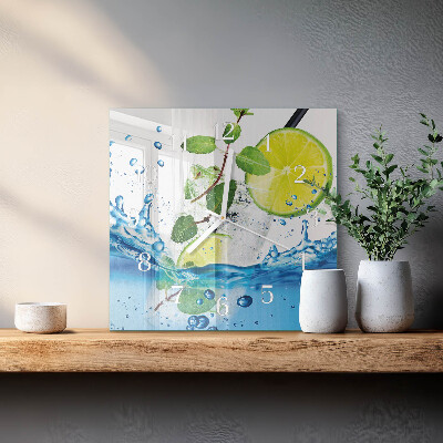 Szögletes fali üvegóra Lime és menta