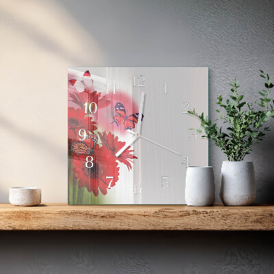 Szögletes fali üvegóra Gerbera