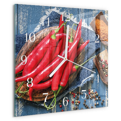 Szögletes fali üvegóra Chili paprika