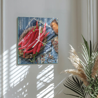 Szögletes fali üvegóra Chili paprika