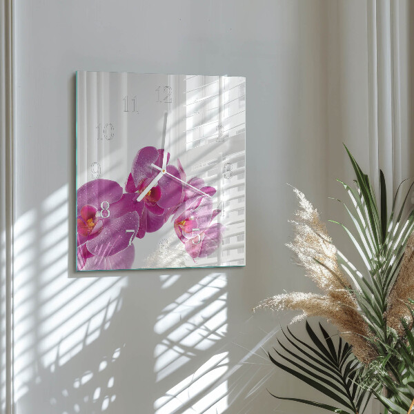 Szögletes fali üvegóra Orchidea