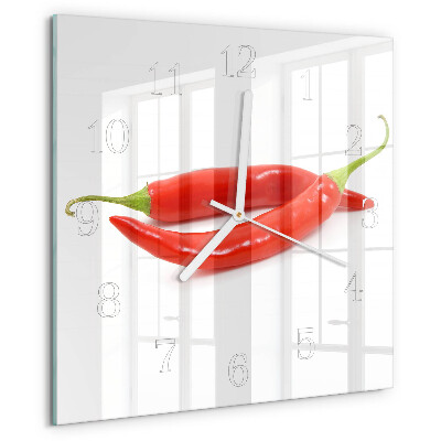 Szögletes fali üvegóra Chili paprika