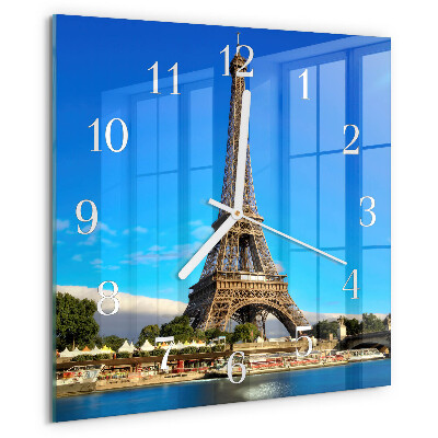 Szögletes fali üvegóra Eiffel-torony Párizs
