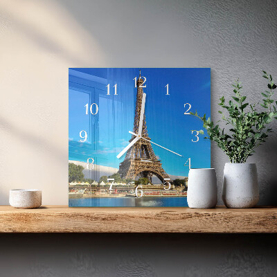 Szögletes fali üvegóra Eiffel-torony Párizs