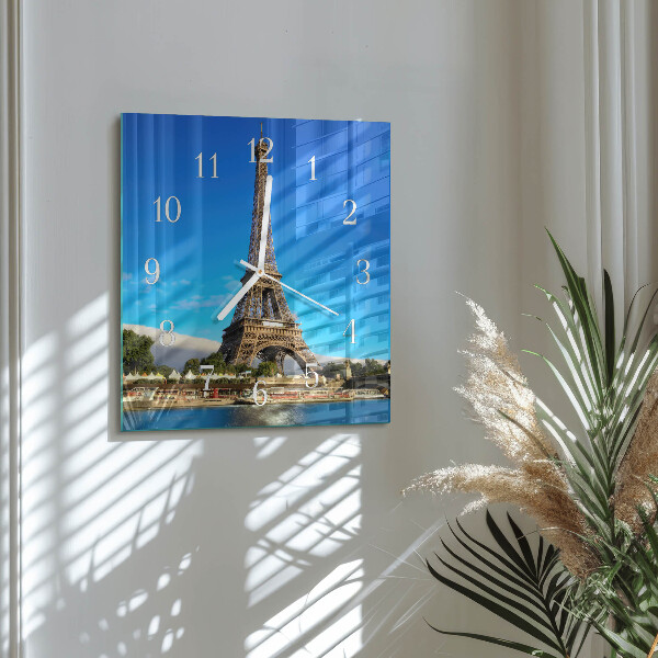Szögletes fali üvegóra Eiffel-torony Párizs