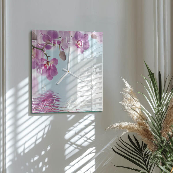Szögletes fali üvegóra Orchidea