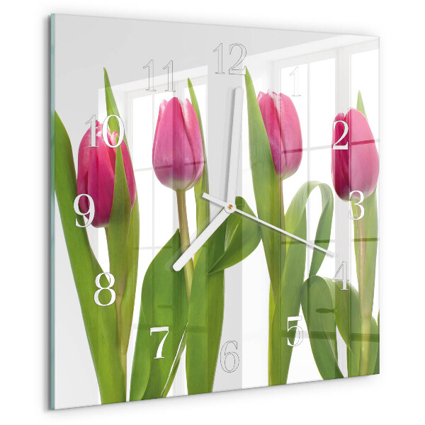 Szögletes fali üvegóra Tulipánok