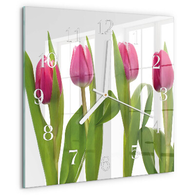 Szögletes fali üvegóra Tulipánok