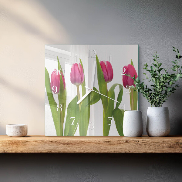 Szögletes fali üvegóra Tulipánok